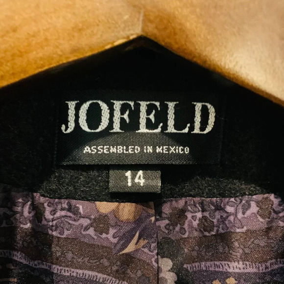 Vintage Jofeld Black Wool Double Breasted Long Dress Coat Size 14 Petite - Picture 9 of 16